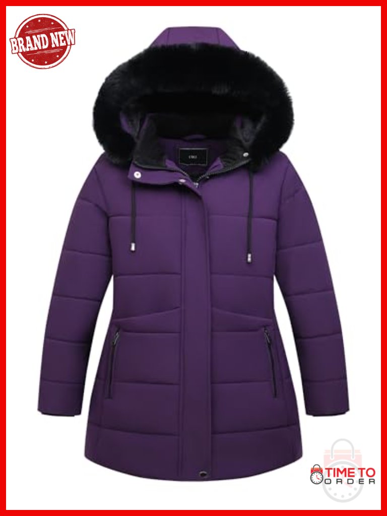 Plus Size Winter Coat Waterproof Down Detachable Hooded Parka Jacket